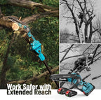 SEESII PS620 2-in-1 Electric Pole Saws: 6 Inch Mini Chainsaw Cordless with Extension Pole, 2Pcs Batteries, Brushless Chain Saw for Limb Branch Cutter, Battery Tree Trimmers Pruner,16Ft Long Reach
