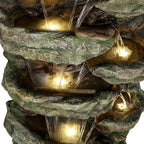 Naturefalls 59inches Outdoor Rock Water Fountain with LED Lights - Multi-Tiers Poly-Resin Cascading Waterfall Fountain for Garden, Patio, Yard, Home Decor