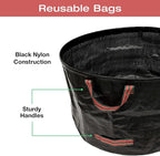 Excello 4-Pack 72 and 63 Gallon Reusable Heavy Duty Gardening Waste Bag Set with Gloves (Black)