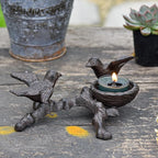 Sungmor Vintage Cast Iron Tealight Candle Holder, Lovely & Beautiful Birds Nest Design, Unique Tabletop Shelf Home Decor Pieces, Small Birds Statue Candle Holders Coffee Table Centerpieces Decor