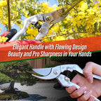 SUIZAN Bypass Pruning Shears 8.3” Plus Forged Aluminum Handle - Professional Japanese Hand Pruners Garden Scissors Gardening Tools