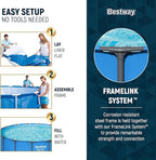 Bestway Steel Pro MAX 15’ x 48" Round Metal Steel Frame Above Ground Outdoor Backyard Swimming Pool for Families, Pool ONLY