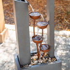 XBrand Metal Sculptural Multi-Tiered Flower Water Fountain, No LED Lights, Gray and Bronze, 38" Tall