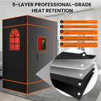 NAIZEA 2 Person Infrared Sauna Box, Portable Steam Sauna with Red Light Therapy Lamp,2 Person Full Body Saunas Tent for Home Spa with 3L 1200W Steamer,Remote Control, 2 Folding Chair,3.9'x2.9'x5.9'