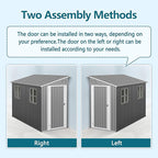 4X8 FT Outdoor Storage Shed W/ 2 Windows & Floor Frame,Lean to Shed W/Reversible Installation,Metal Garden Tool House W/Air Vents,Lockable Door & Sloped Roof,for Backyard Patio Lawn,Gray