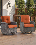 Pop 22x25/22x24 Outdoor Furniture Cushions Set of 6 - Comfortable Patio Chair Cushion for Rattan Wicker Dining Rocking Swivel Chairs Loveseat Couch L-Shape Sectional Sofa - Orange/Button