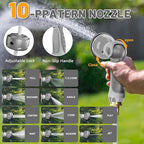 SILVEL Automatic Retractable Garden Hose Reel on Metal Spike, 1/2 in x 90FT Ground Mounted Outside, UV Resistant with 10 Pattern Nozzle, 360° swivel, No Holes in your house, Easy Installation