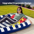 Pool Wave Inflatable Pool Lounger Floats W/Water Sprinkler, 80" x 66" Large Tanning Bed for Adult Kids, Outdoor Sun Bathing Floating Blow up Raft W/Pillow, Summer Beach Lake Family Party Gift - Blue