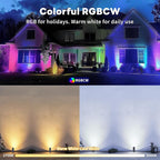 RGBCW Landscape Spotlights Low Voltage - Smart Color-Changing LED 12V Uplights, Spot Lights Outdoor Waterproof, App Control Works with Alexa, Aluminum Black for Outside Trees Wall 4 Pack