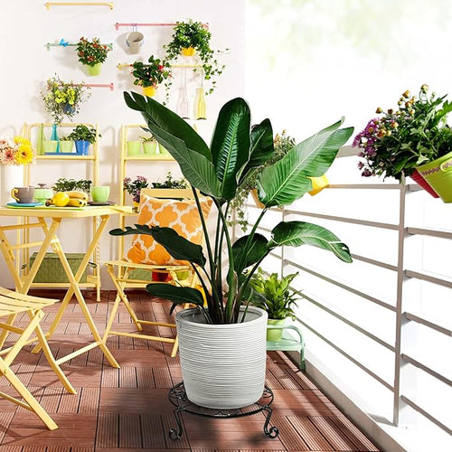 1 pack 10"-12" Metal Plant Stand Outdoor, for Flower Pot Heavy Duty Potted Holder Round Wrought Rustproof Iron Planter Stand, plant Stands Indoor Clearance and Outdoor patio - 10 Inches Black