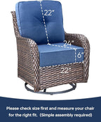 Luxury 22x24/22x25 6-Inch Outdoor Cushions - Water Repellent 1 Set Deat Seat Patio Furniture Cushion for Wicker Dining Rocking Swivel Chairs Loveseat Couch Sectional Sofa - Navy Blue