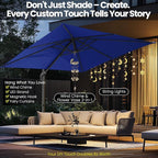 Hotime 10ft Patio Umbrella Outdoor Patio Height adjustable and Windproof, Heavy Duty Aluminum Square Offset Patio Umbrella Cantilever Pool Umbrella with 360°Rotation for Garden Deck Pool, Dark Blue