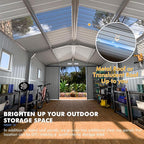 Metal Shed 10x12x7 FT, Sheds Outdoor Storage with Reinforcement, Natural Lighting Tool Sheds with Translucent Roof Panels, Windows, and Lockable Doors, Ideal for Garden, Backyard, and Patio
