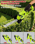 Cordless Hedge Trimmer，2-in-1 Hedge Trimmer，Cordless Grass Shear & Shrubbery Trimmer with Dual-Action Blade Cutting Capacity,Hedge Shear with 2 PCS Rechargeable Battery and Charger for Garden,Lawn