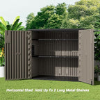 KINYING Long Metal Shelving for 37 Cu.ft Horizontal Shed and 57 Cu.ft Vertical Shed,49.2in * 15.7in, Easy Assembly,Black