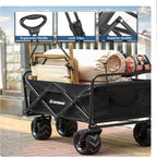 EchoSmile Heavy Duty 350 Lbs Capacity Collapsible Wagon, Outdoor Folding Camping Wagons, Grocery Portable Utility Cart, Adjustable Rolling Carts, All Terrain Sports Wagon with Big Wheels by Boahaus