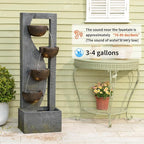 Outdoor Waterfall Fountain 5 Tier Tall Design 49.2 Inch Water Fountain with LED Lights and Pump Decorative Water Feature for Garden Patio Backyard