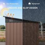 Gizoon 6'x4' Outdoor Storage Shed Metal Garden Shed with Sliding Lockable Doors, Versatile Tool Bike Shed with Transparent Panel Windows, Outdoor Storage Clearance for Backyard, Patio, Light Brown