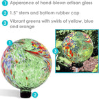 Sunnydaze 10-Inch Gazing Ball for Garden - Glass Gazing Globe for Outside - Garden Orb Yard Decor - Green Artistic
