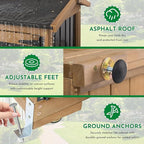 Outdoor Storage Cabinet, Wood & Metal Garden Cabinet with 3 Adjustable Shelf, Weather-Resistant Roof, Lockable Doors & Adjustable Feet for Patio, Garden, Farm (33" L x 21" W x 69" H)