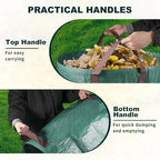 Reusable Yard Waste Bags, 72 Gallons Lawn and Leaf Bags Heavy Duty Garden Waste Bags with Reinforced Handles, 3 Pcs Foldable Leaf Collector Bag for Loading Garden Leaves, Trash - Green