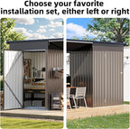 AECOJOY 10x4FT Metal Lean to Shed with Open-Sided Pergola, 5x3 FT Outdoor Storage Shed & 5x3 Attached Hardtop Gazebo Combo, 30 Sq.Ft Covered, 2-in-1 Small Sheds & Outdoor Storage for Patio