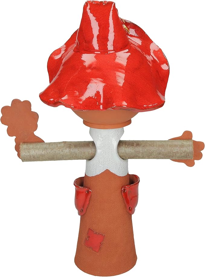 Ceramic Garden Decor - Scarecrow Lawn stake - Outdoor statue - Perfect, unique gifts for gardeners woman, men, yard gifts - Handmade, Frostproof