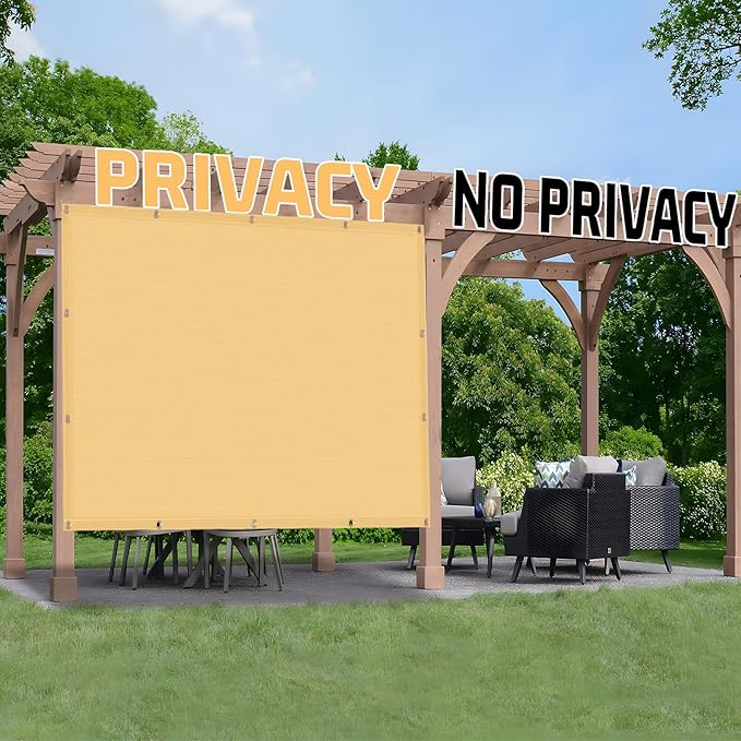 SUNNY GUARD Shade Cloth Custom Size 8x19 FT Sun Shade Screen Fabric Shade Cover Tarp with Grommets for Pergola Backyard Garden, Sand(We Customized)