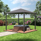 TOOLPORT Hardtop Gazebo 10x10 ft with Steel Roof - Approx. 3.54x3.54 in Aluminium Poles