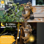 Adorable Sloth Hanging Garden Statue Outdoor Decorative Sculpture, Solar Light Outdoor Waterproof, Garden Decorations Home Patio Yard Outdoor, Relaxed Sloth Gifts for Mom