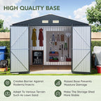 10x10 FT Outdoor Metal Storage Shed with Floor Frame, Double Swing Doors, 2 Clear Windows,Tool Shed for Garden, Patio, Backyard Nightblue