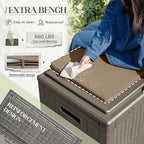 Greesum 100 Gallon Resin Deck Box Large Outdoor Storage with Cushions for Patio Furniture, Garden Tools, Pool Supplies, Weatherproof and UV Resistant, Lockable, Light Coffee