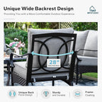 MFSTUDIO 4 Pieces Outdoor Patio Furniture Set, Metal Outdoor Conversation Set, Rattan Wicker Patio Sectional Sofa Set with 2 x Fixed Single Sofa, 3-Seat Sofa, 1 x Coffee Table, Grey