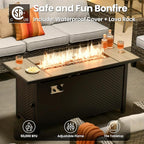 ovios 9 Pieces Patio Furniture Set with 54" Fire Pit Table, Outdoor Sofa Couch with Solar Lights Table Comfy Cushions, Modern Deep Seat Wicker Rattan Conversation Set, Grey