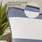 Decorative Outdoor Water Repellent Throw Pillows with Inserts, Set of 4, 20" x12" Pillows for Patio, Backyard, Bed, Couch, and Patio Furniture, Navy Stripe