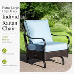 Sophia & William Extra Large Outdoor Patio Motion Sofa Chairs Set 2 PCS Heavy-Duty Metal Porch Furniture with High Back & Deep Seating Area, 5.5" Thicken Cushions for Deck, Lawn, Outside (Blue)