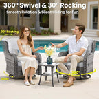 ovios 9 Pieces Patio Furniture Set, Outdoor Wicker Sofa Couch with Swivel Chairs Ottomans Comfy Cushions, High Back All Weather Modern Conversation Sets, Grey Rattan, Grey