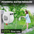 SILVEL Retractable Garden Hose Reel, 1/2 in x 110ft Wall Mount Heavy Duty Automatic Hose Reel with 10 Pattern Nozzle, Any Length Lock & Slow Return System, 180°Swivel Bracket Upgraded UV Resistant