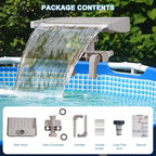 Pool Fountain Waterfall for Above Ground Pools, Swimming Pool Frame Attachment Clamp Accessory, Relaxing Cascade Soothing Waterfall, Adjustable Width Fits Various Frames (Beige)