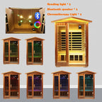 Red Cedar Outdoor Sauna 2 Person,Low EMF Far Infrared Adjustable Sauna,outdoor saunas for home,Traditional Sauna Spa,1850W,8 Heating Plates,LCD Control Panel,Chromotherapy Light,Bluetooth Speaker