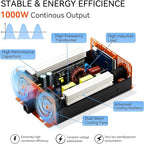 1000W Pure Sine Wave Inverter, Car Power Inverter 12V to 110V 120V, DC to AC Converter Generator with AC Outlets 3.0A USB Type-C, Remote Controller LCD Display Truck Inversor for Vehicles, RV