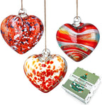 4inch Hand Blown Glass Red Heart Ornaments Hanging Friendship Hearts for Patio Garden Outdoor Decor Unique Gift for Mom