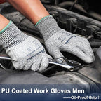 Dowellife Level 5 Cut Resistant Work Gloves for Men & Women, PU Coated Breathable Gardening Gloves, Thin Flexible Firm Grip