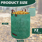 72 Gallons Lawn and Leaf Bags,Reusable Yard Waste Bags with Gardening Gloves,Heavy Duty Garden Bags with 4 Handles for Lawn Care, Camping & Recycling(3 Pack）