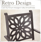 MFSTUDIO Cast Aluminum Patio Dining Set, Retro Design Outdoor Table and Chairs Set with 6×Extra Wide Dining Chair and 1×63" Rectangular Patio Table, Outdoor Dining Set of 6