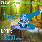 Weed Wacker Cordless Adjustable Weed Eaters 3 in 1 Electric String Trimmer Lawn with Two Battery with Charger Comes with Multiple Blades for Yard,Green,Garden(Blue)