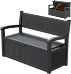 LHBcraft 70 Gallon Lockable Outdoor Storage Bench Waterproof, Deck Box Bench for Patio, Porch, Garden, Poolside, Stores Tools & Pool Supplies, Heavy-Duty Outdoor Bench with Storage, Black