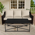 Vista Vibe 2 Pieces Outdoor Patio Conversation Furniture Set - 78" 3-seat Sofa | Metal Coffee Table, Deep Seat Loveseat, Removable Cushions, Hand-Woven PE Rattan Couch, Lawn (Brown/Beige)