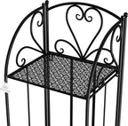 Pure Garden Plant Stand 2-Tiered Indoor or Outdoor Decorative Vintage Look Wrought Iron Garden Cart for Patio, Deck, Home or Lawn (Black)