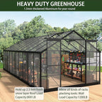 Greenhouses for Outdoors, 8x20 FT Polycarbonate Greenhouses with 4 Adjustable Roof Vents, Walk-in Aluminum Frame Green Houses for Outside with Sliding Doors Fit for Garden, Windproof (8x20FT)
